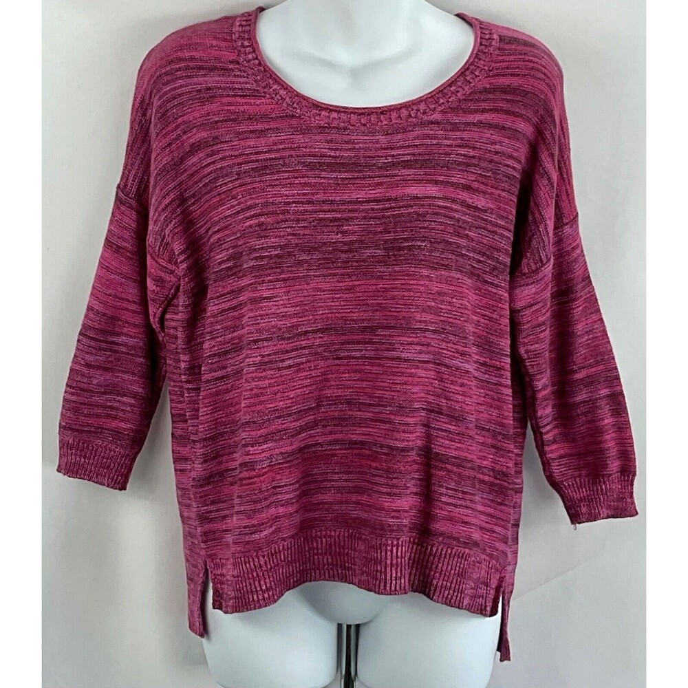 Mossimo Sweater S Purple multi knit ScoopNeck 3/4sleeve Punk Hippie Boho Cotton